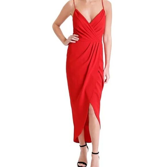 Julia Jordan Stretch Sweetheart Neck Spaghetti Strap Dress Red High-low size 8 - Picture 1 of 9
